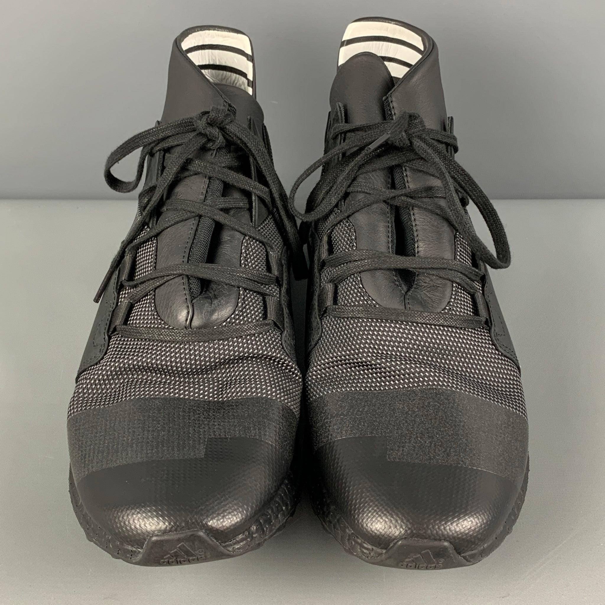 Men's Y-3 Size 9.5 Black Mixed Materials Kozoko High Sneakers