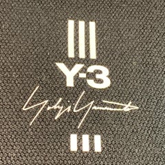 Y-3 Size L Black White Logo Polyester Blend Short Sleeve 1/4 Zip Pullover