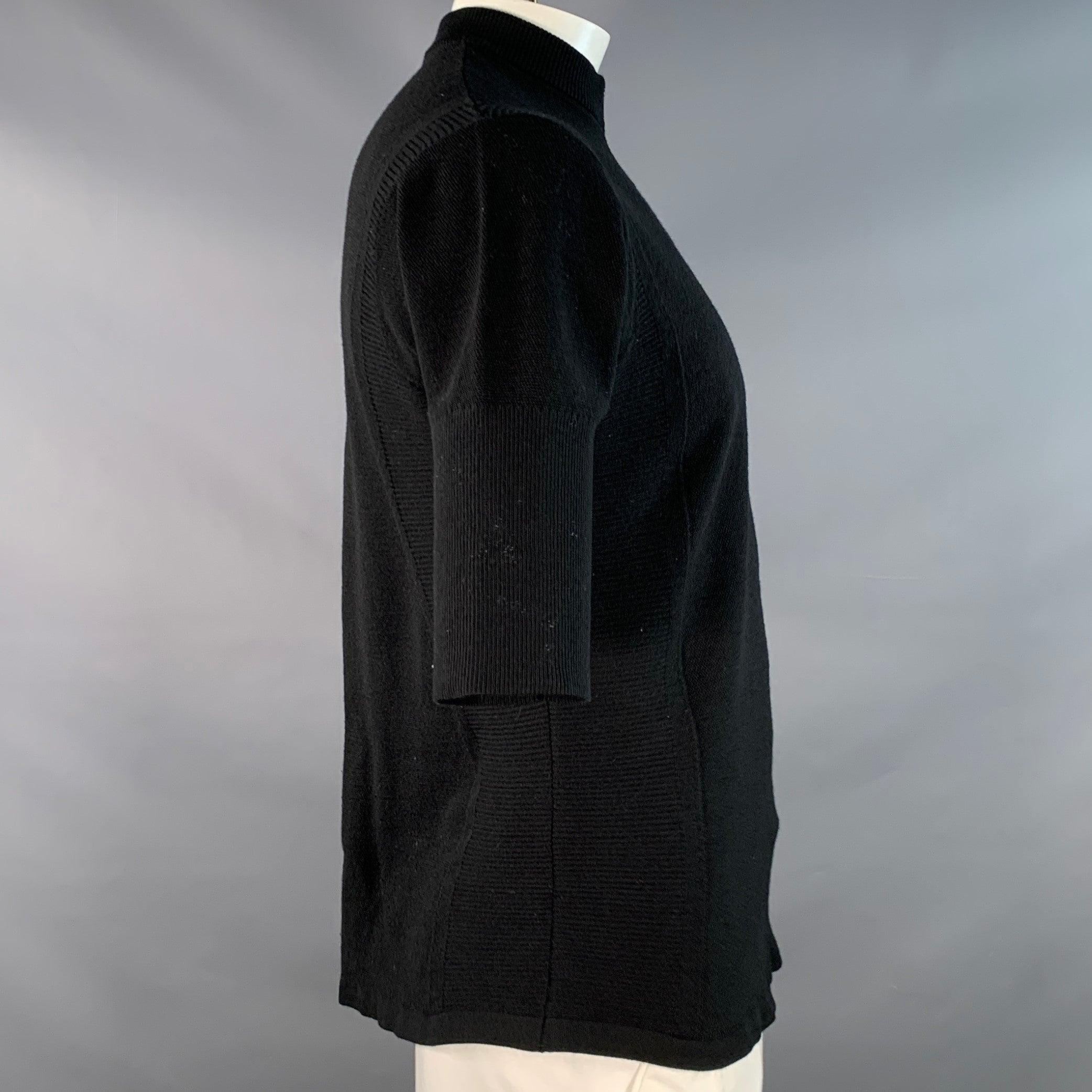 Y-3 Größe L Schwarz Weiß Logo Polyestermischung Kurzarm 1/4 Zip Pullover im Zustand „Gut“ im Angebot in San Francisco, CA