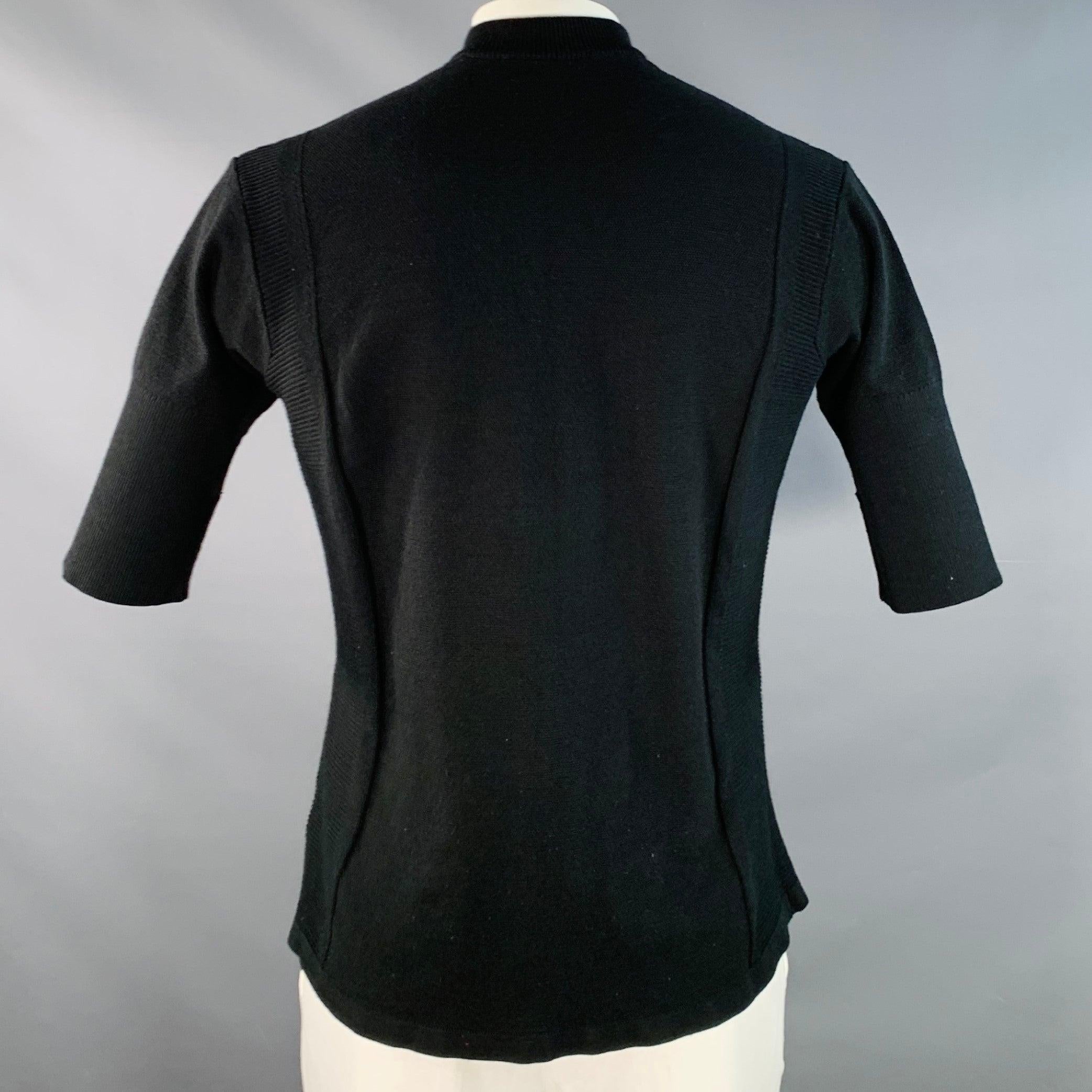 Y-3 Größe L Schwarz Weiß Logo Polyestermischung Kurzarm 1/4 Zip Pullover Herren im Angebot