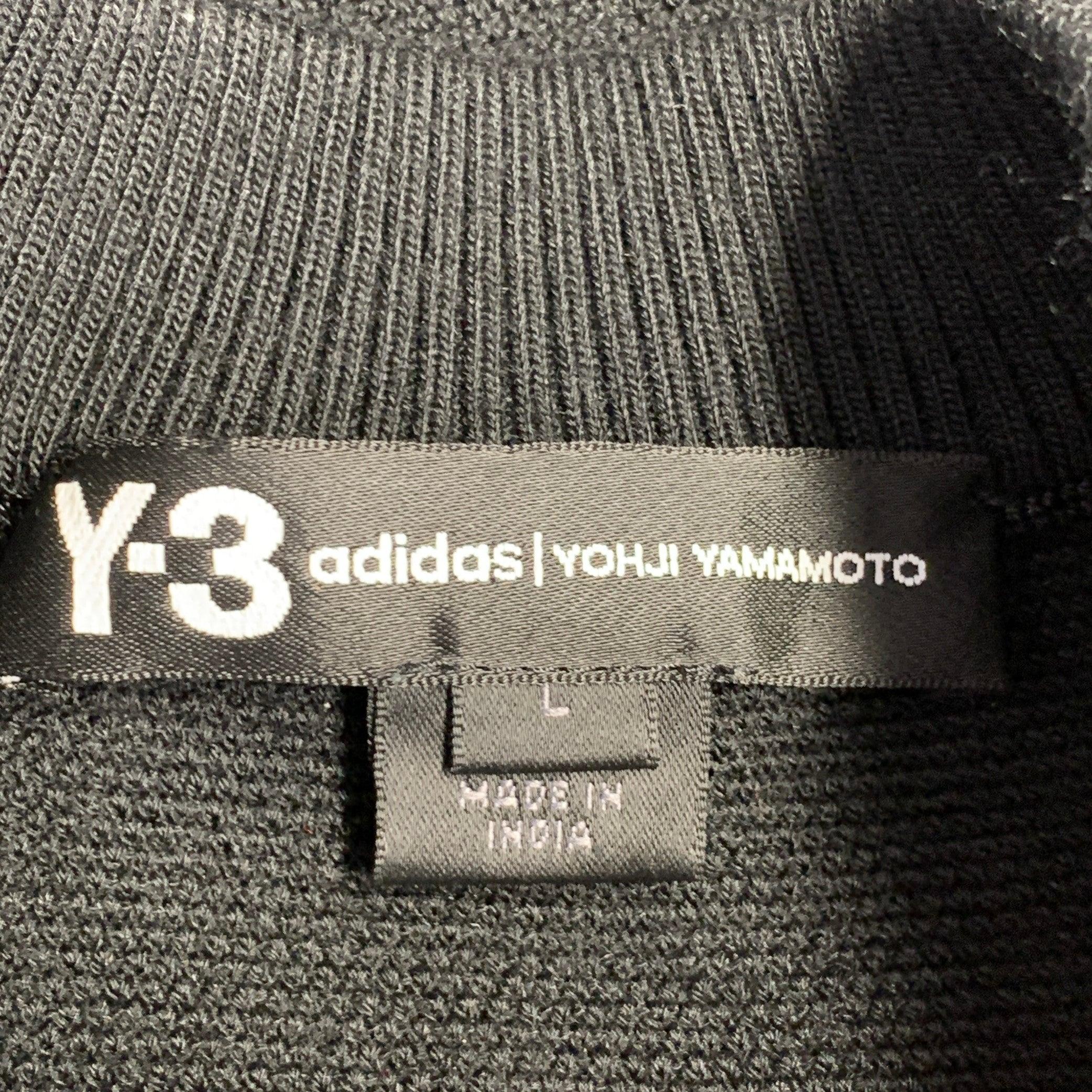 Y-3 Größe L Schwarz Weiß Logo Polyestermischung Kurzarm 1/4 Zip Pullover im Angebot 2