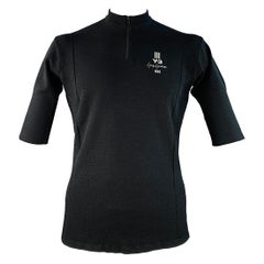 Y-3 Größe L Schwarz Weiß Logo Polyestermischung Kurzarm 1/4 Zip Pullover