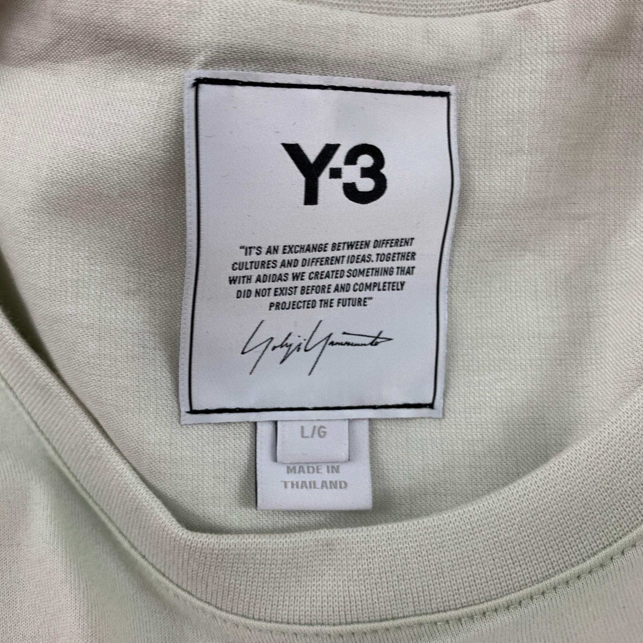 Y-3 Size L Natural Logo Cotton Crew-Neck T-shirt For Sale 1