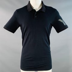 Y-3 Größe M Schwarz Baumwolle Logo Half Placket Polo