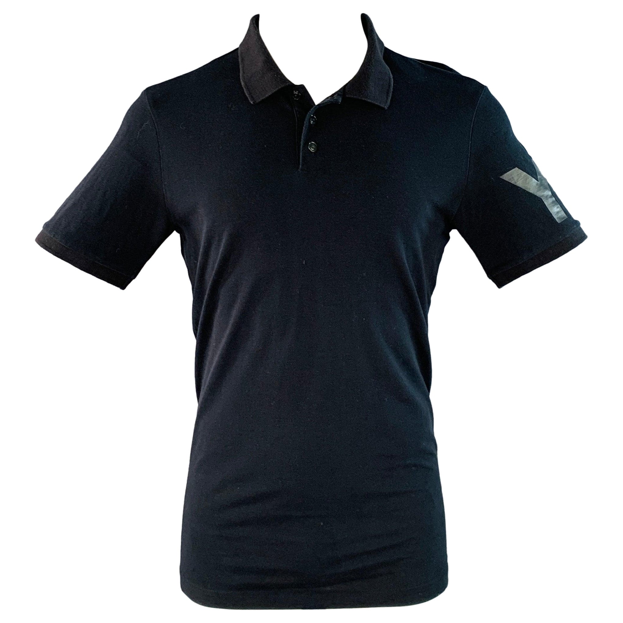 Polo Y-3 taglia M in cotone nero con logo a mezza abbottonatura