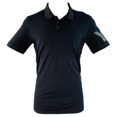 Polo Y-3 taglia M in cotone nero con logo a mezza abbottonatura