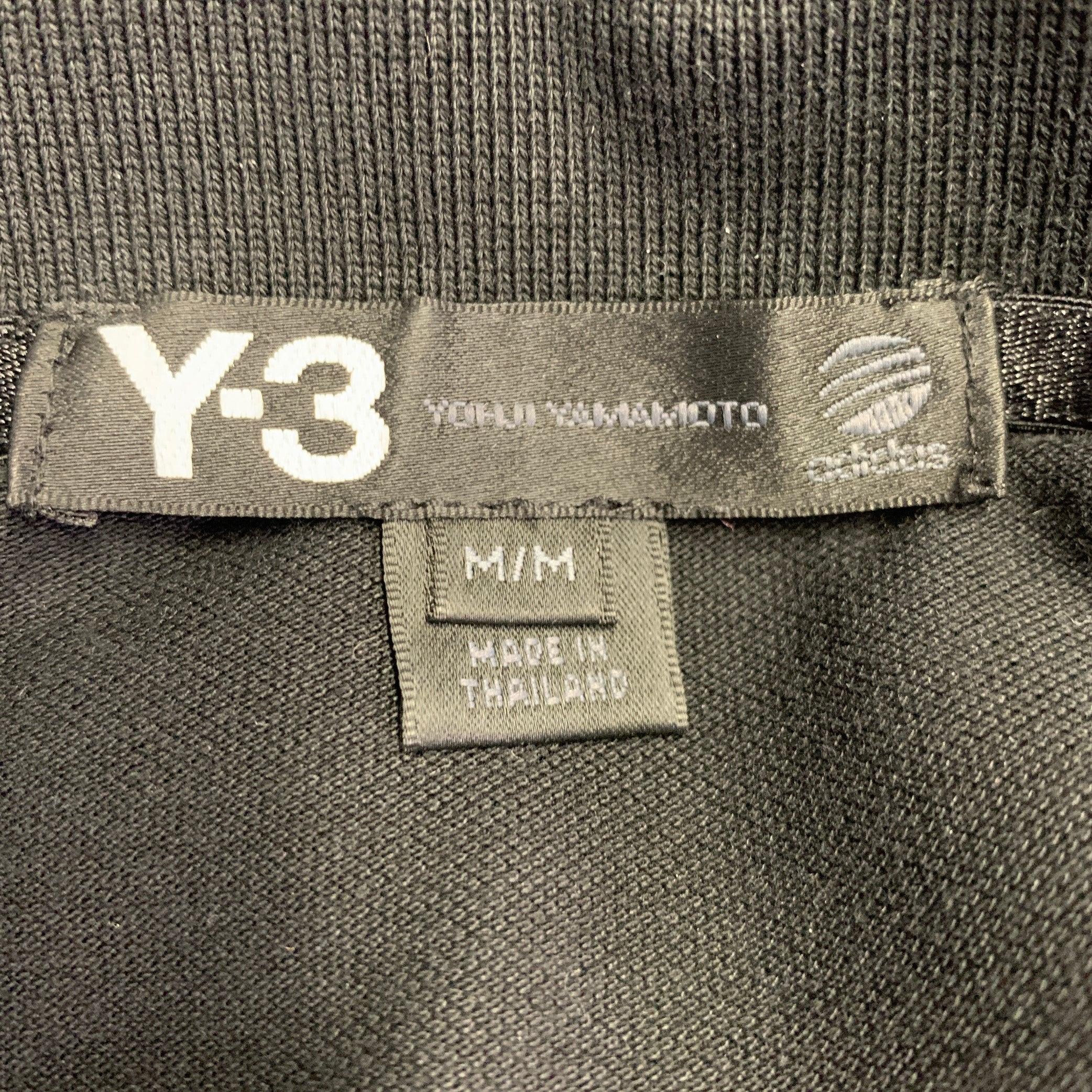 Uomo Polo Y-3 taglia M in cotone nero con una tasca e mezza abbottonatura in vendita