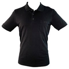 Polo Y-3 taglia M in cotone nero con una tasca e mezza abbottonatura