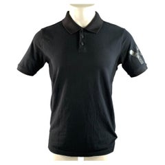 Y-3 Size M Black Patchwork Cotton Spread Collar Polo