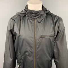 Y-3 Size M Black Polyester Zip Up Hooded Jacket