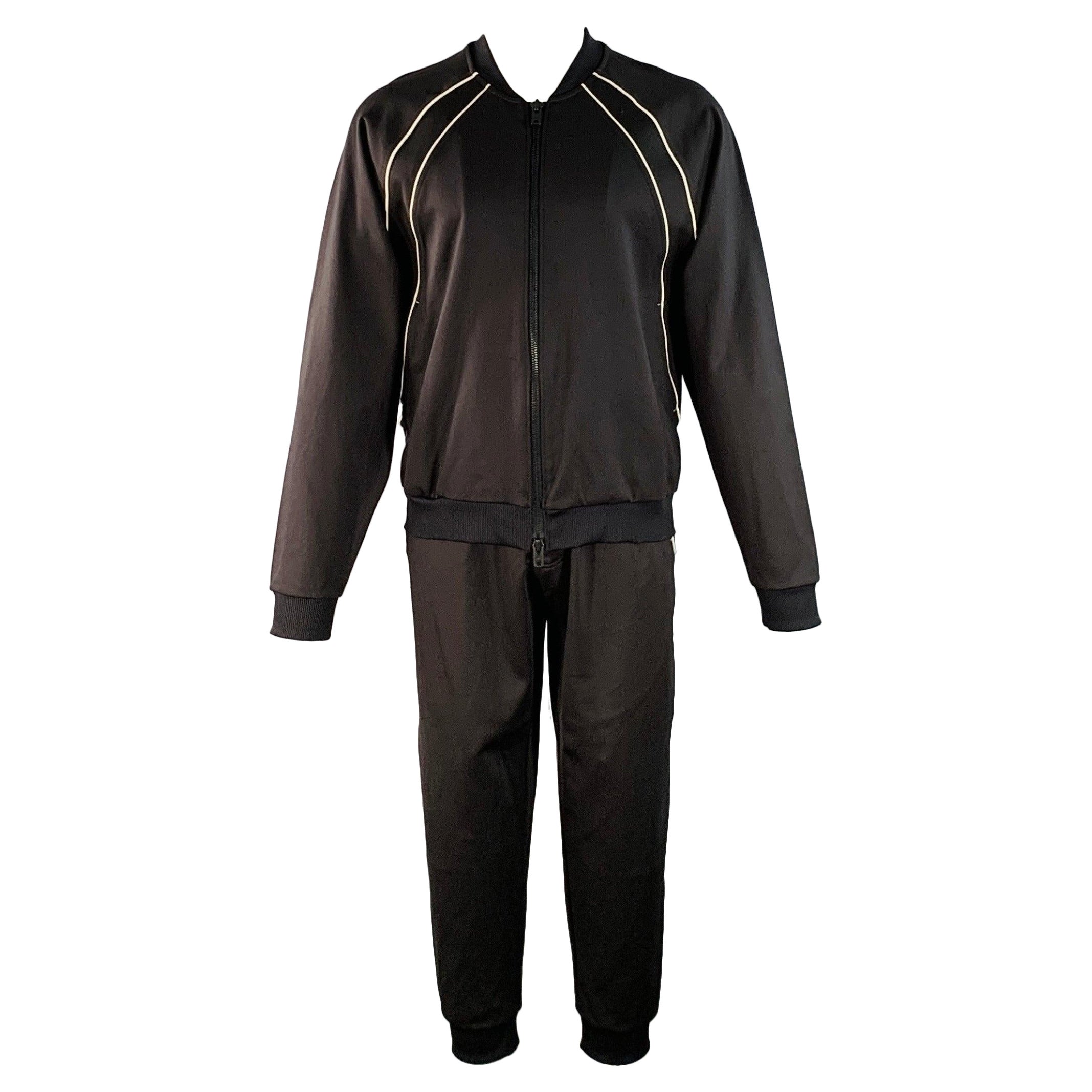 Y-3 Size M Black White Polyamide Blend Zip Up Drawstring Tracksuit For Sale