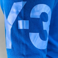 Y-3 Size M Blue Cotton Logo Half Placket Polo