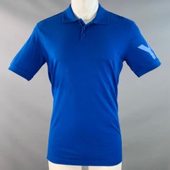 Y-3 Größe M Blaues Baumwoll-Logo Polo mit halber Knopfleiste