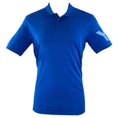 Polo Y-3 taglia M in cotone blu con logo a mezza abbottonatura