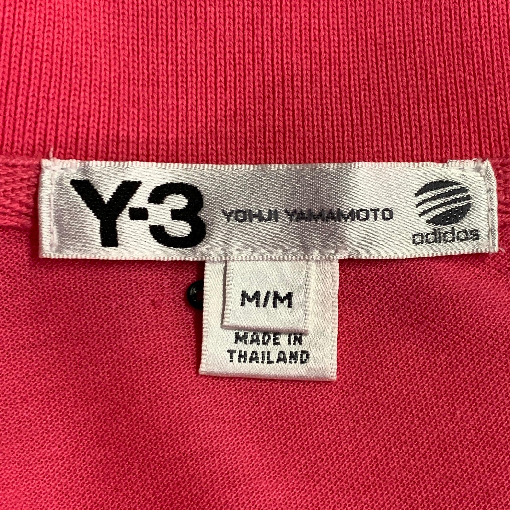 De los hombres Y-3 Polo de media tapeta con logotipo de algodón rosa cálido talla M en venta