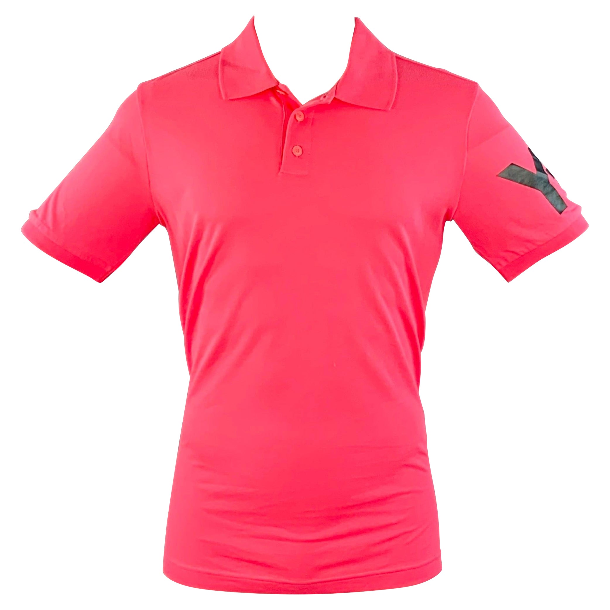 Polo Y-3 taglia M in cotone rosa caldo con logo a mezza abbottonatura