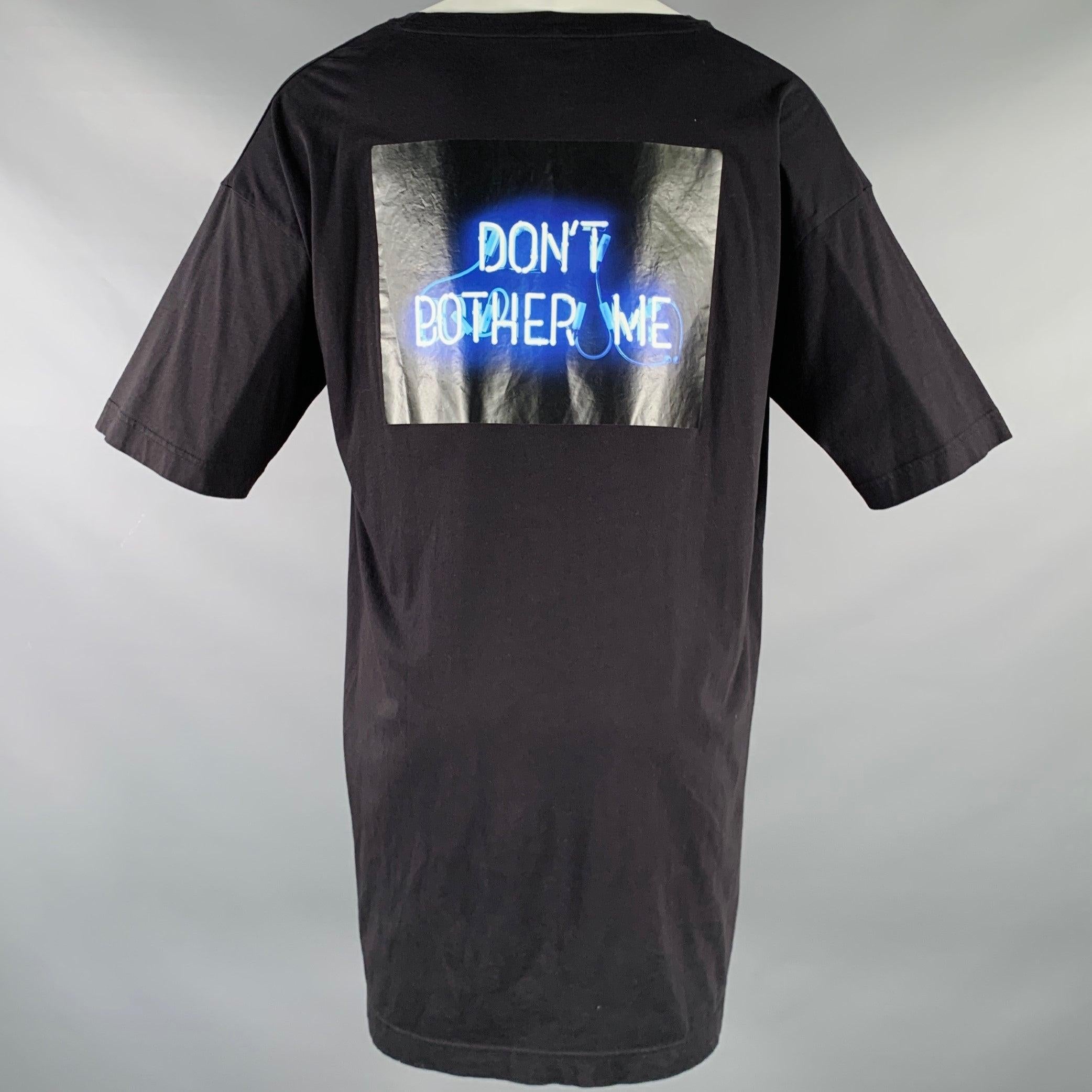 Men's Y-3 Size S Black Blue Graphic Cotton Scoop Neck T-shirt For Sale