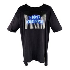 Y-3 Taglia S Nero Blu Grafica Cotone Maglietta a Collo Scoop