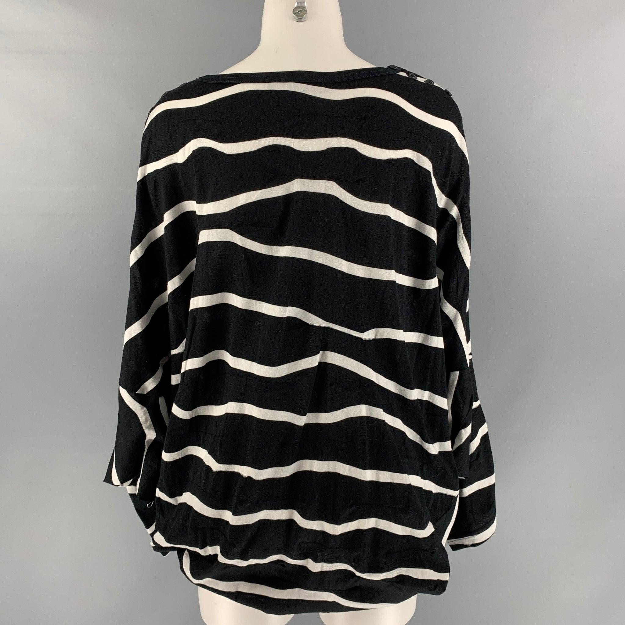 Y-3 Size XS Black White Cotton Stripe Casual Top In Excellent Condition For Sale In San Francisco, CA