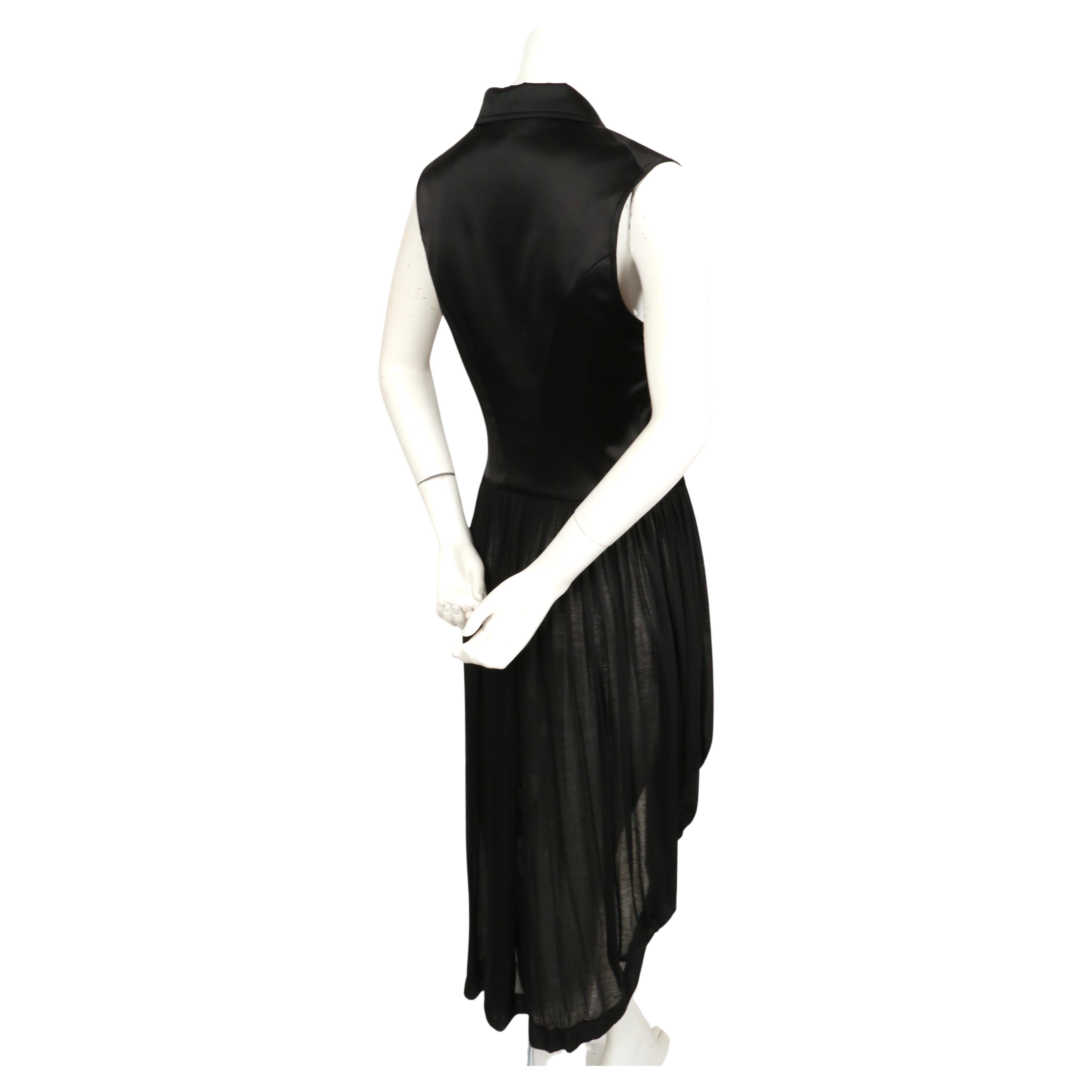 Y-3 YOHJI YAMAMOTO black satin dress with sheer skirt In Good Condition For Sale In San Fransisco, CA