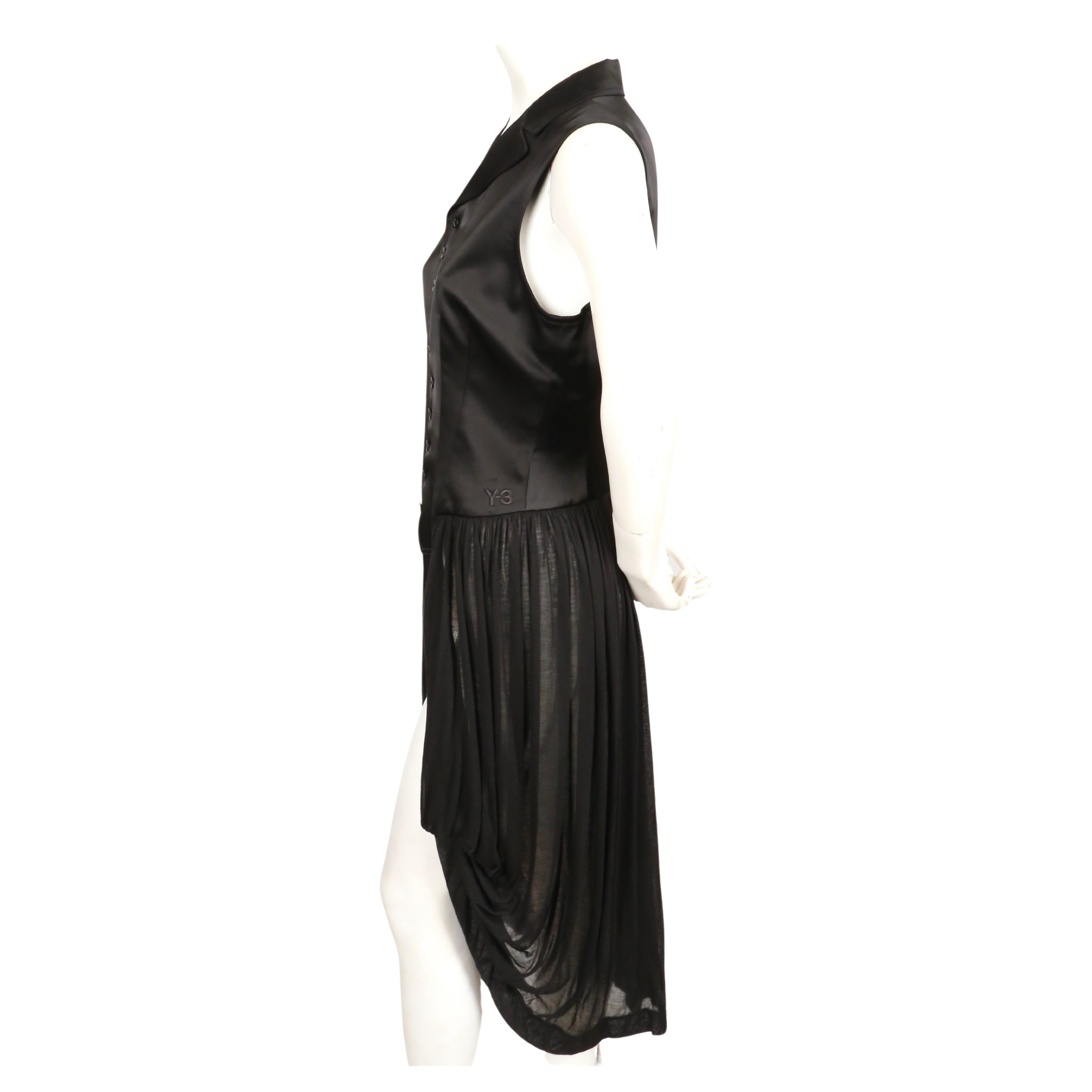 Women's or Men's Y-3 YOHJI YAMAMOTO black satin dress with sheer skirt For Sale
