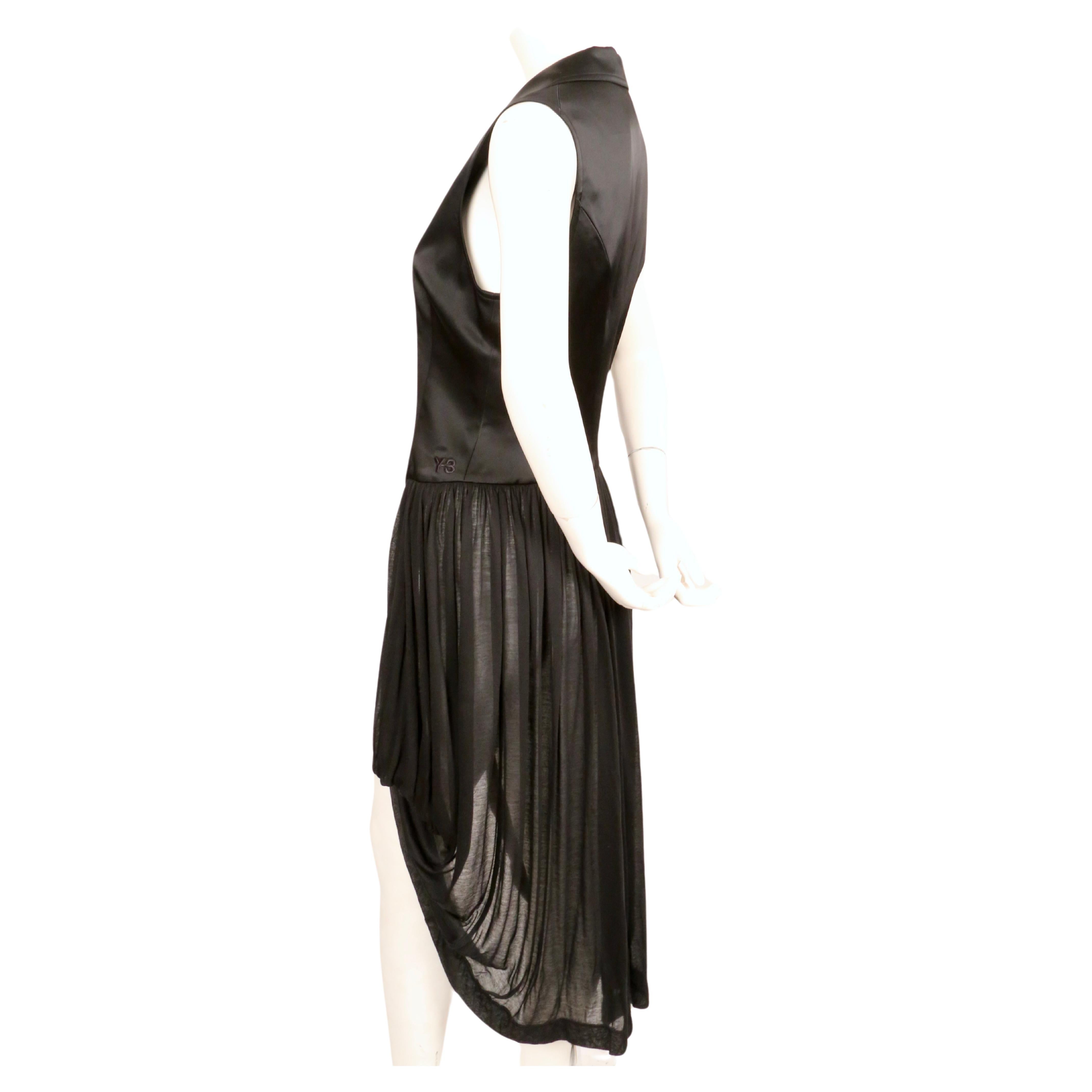 Y-3 YOHJI YAMAMOTO robe en satin noir avec jupe transparente en vente 1