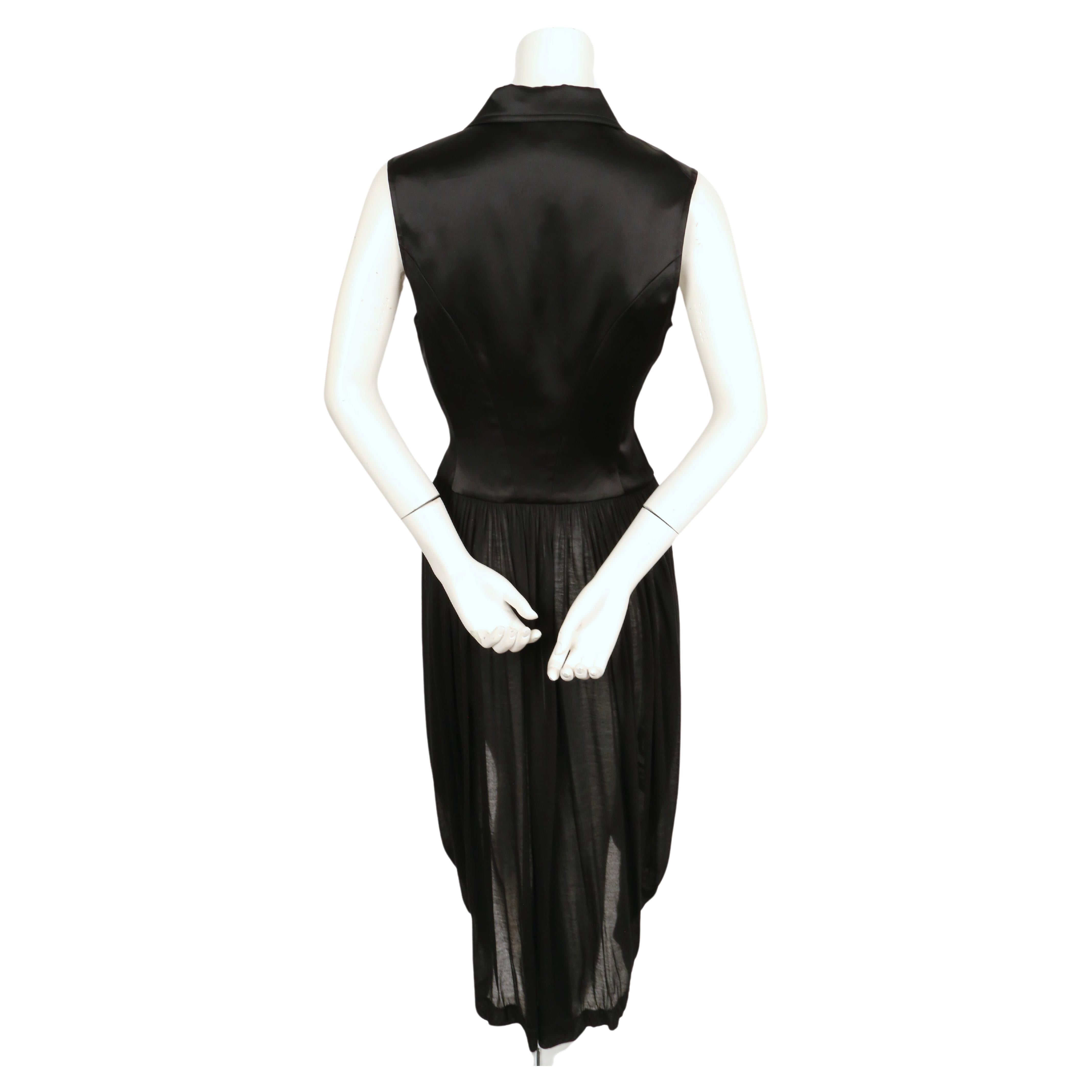 Y-3 YOHJI YAMAMOTO black satin dress with sheer skirt For Sale 2