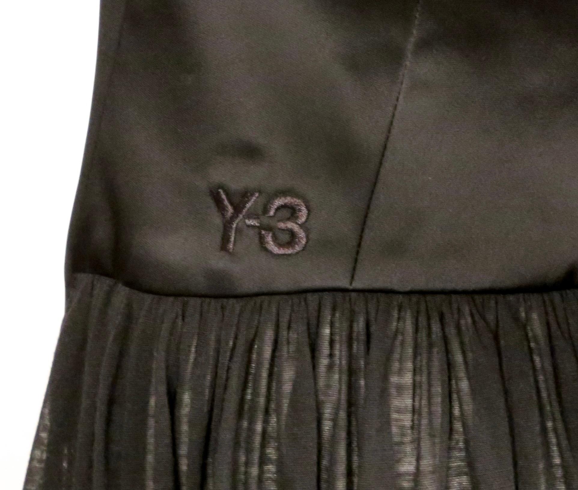 Y-3 YOHJI YAMAMOTO black satin dress with sheer skirt For Sale 3