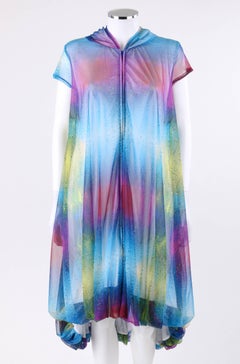 Y-3 YOHJI YAMAMOTO S/S 2014 Abstract Print Mesh Hooded Bubble Hem Jacket / Dress
