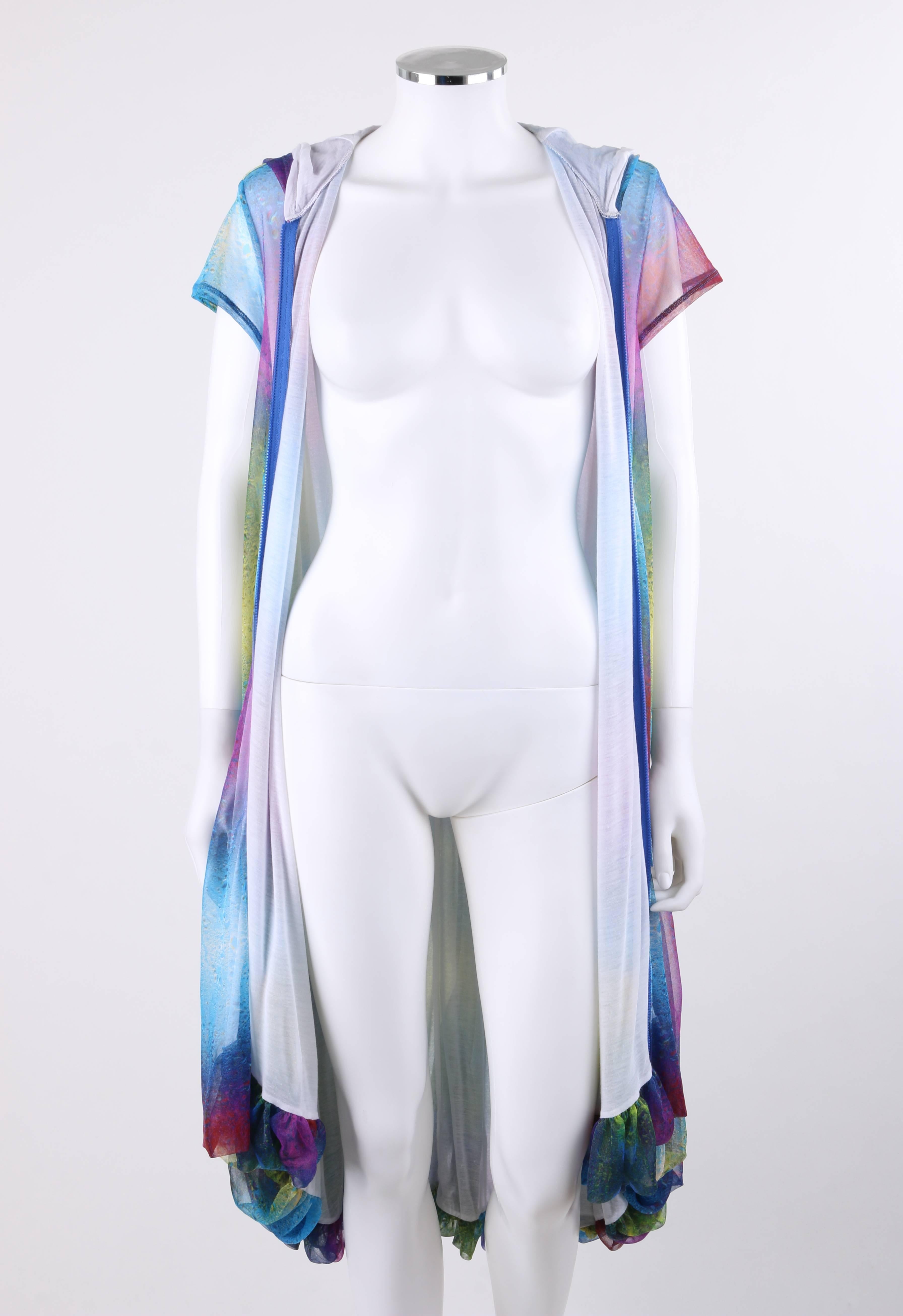 Y-3 YOHJI YAMAMOTO S/S 2014 Abstract Print Mesh Hooded Bubble Hem Jacket / Dress 2