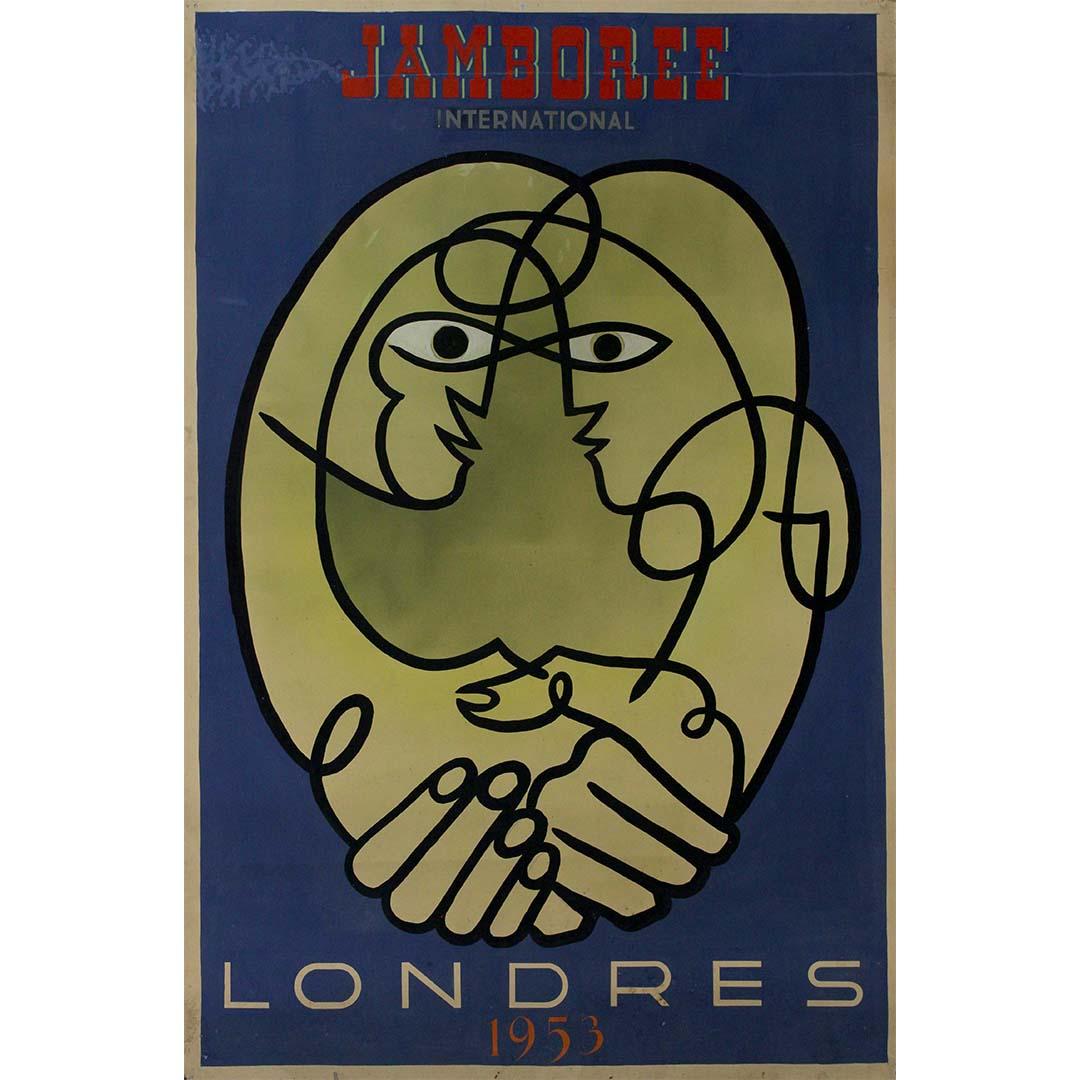 The original poster project in gouache for Jamboree International Londres 1953 - Painting by Y. Adams