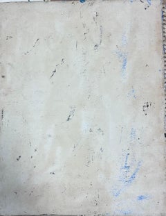 1930's Oil Painting Cow In Grey Gloomy Meadow Landscape