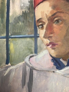 1930's Portrait Of A Man Wearing a Fez Hat