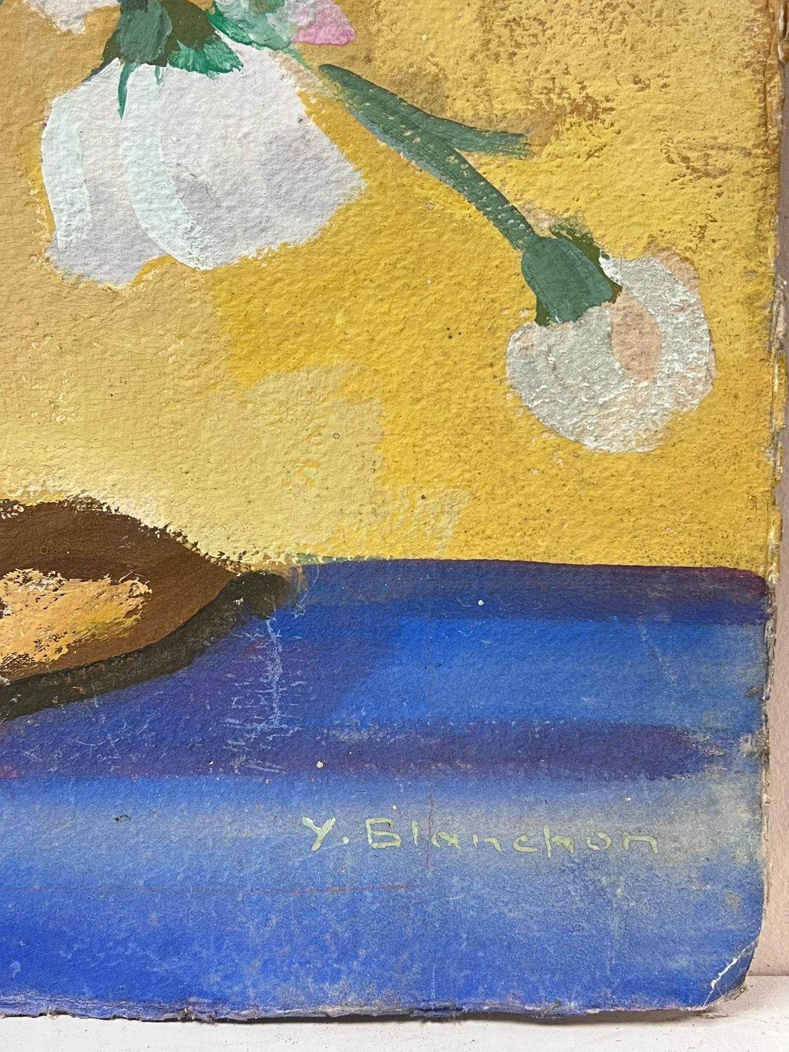 Blumen in Grand Vase Aquarell 1930er Jahre Französisches impressionistisches Stillleben (Impressionismus), Painting, von Y. Blanchon