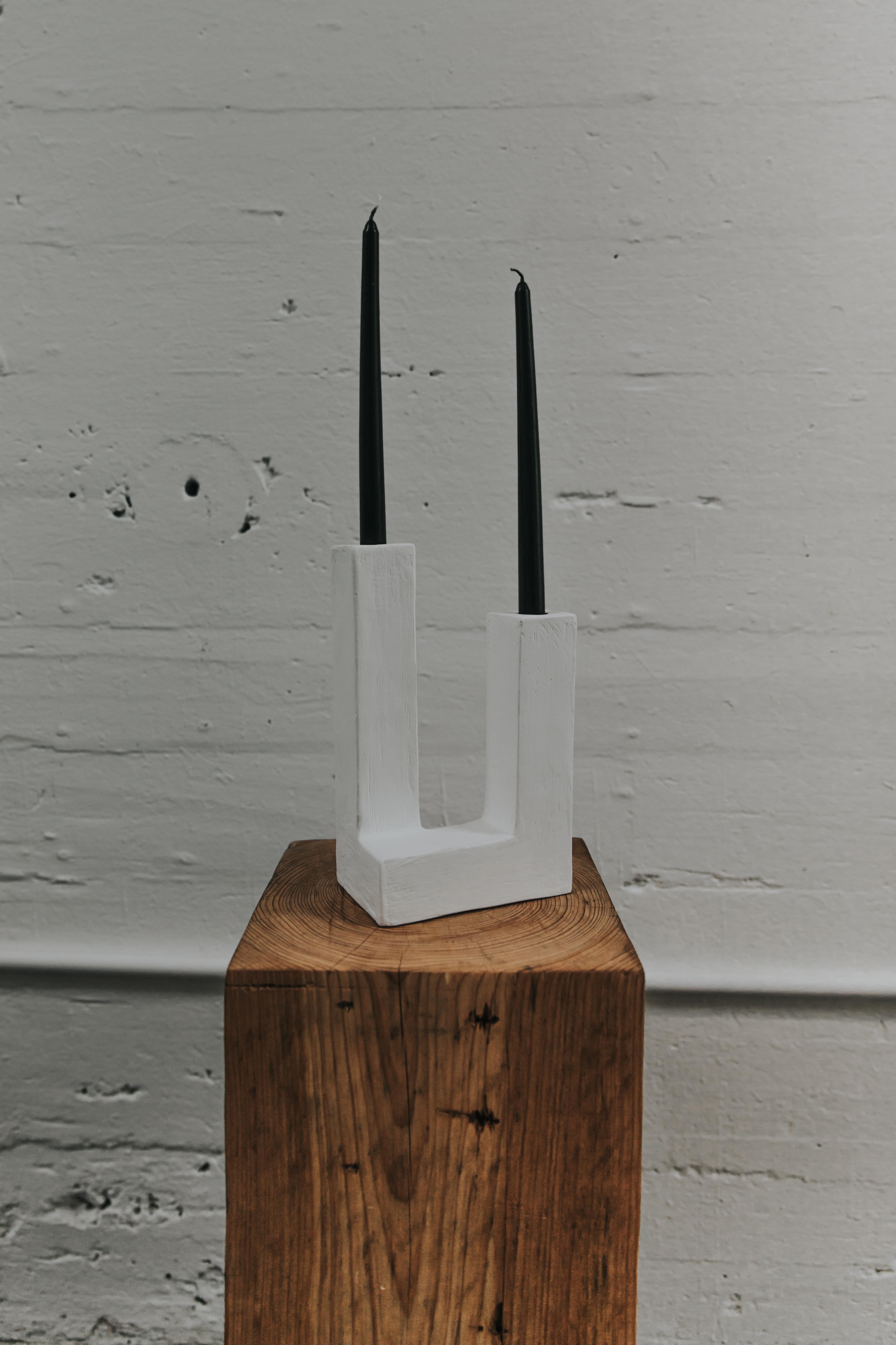 American Y Candle Holder in Gypsum & Fiberglass by Brent Warr Studios For Sale