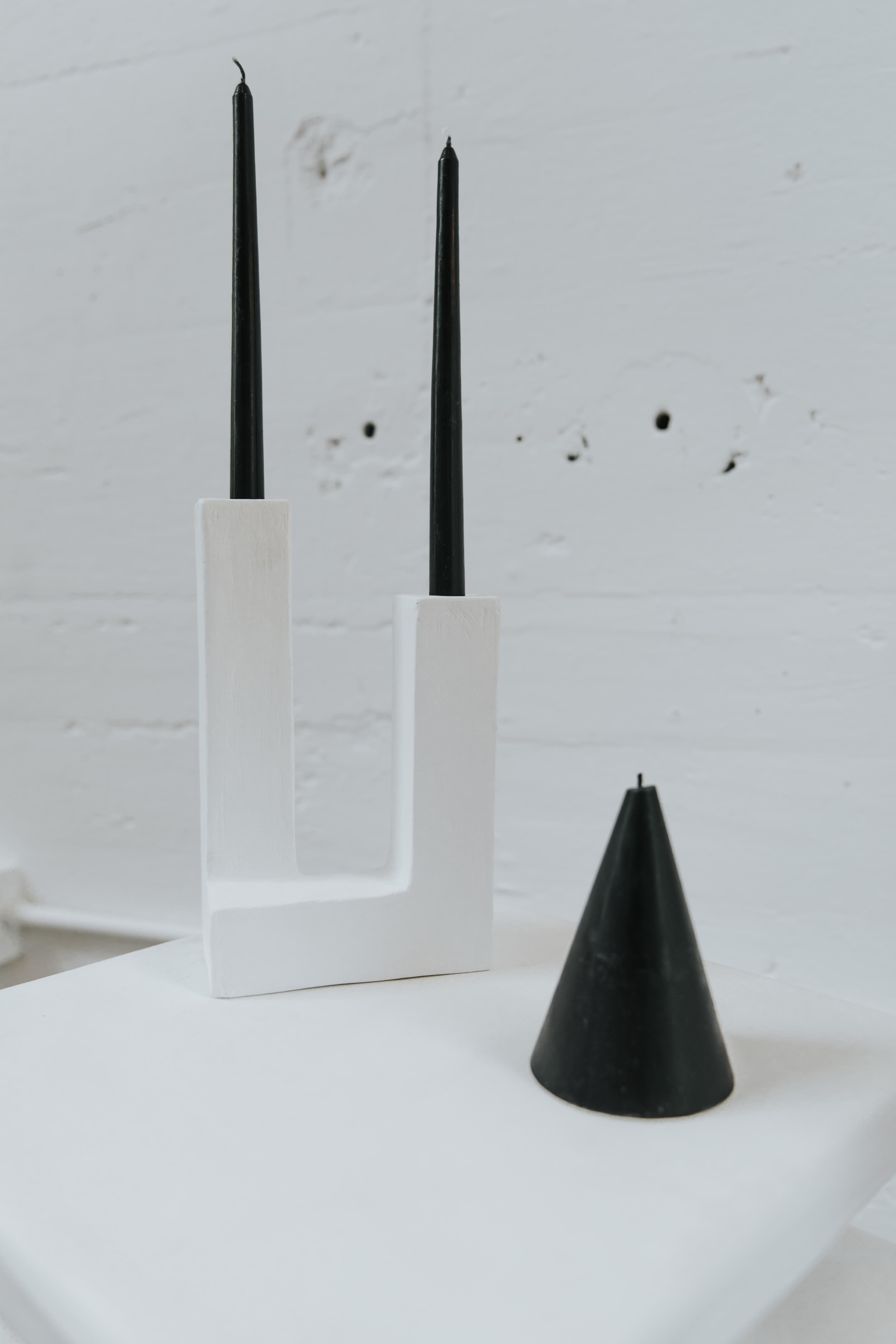 Hand-Crafted Y Candle Holder in Gypsum & Fiberglass by Brent Warr Studios For Sale