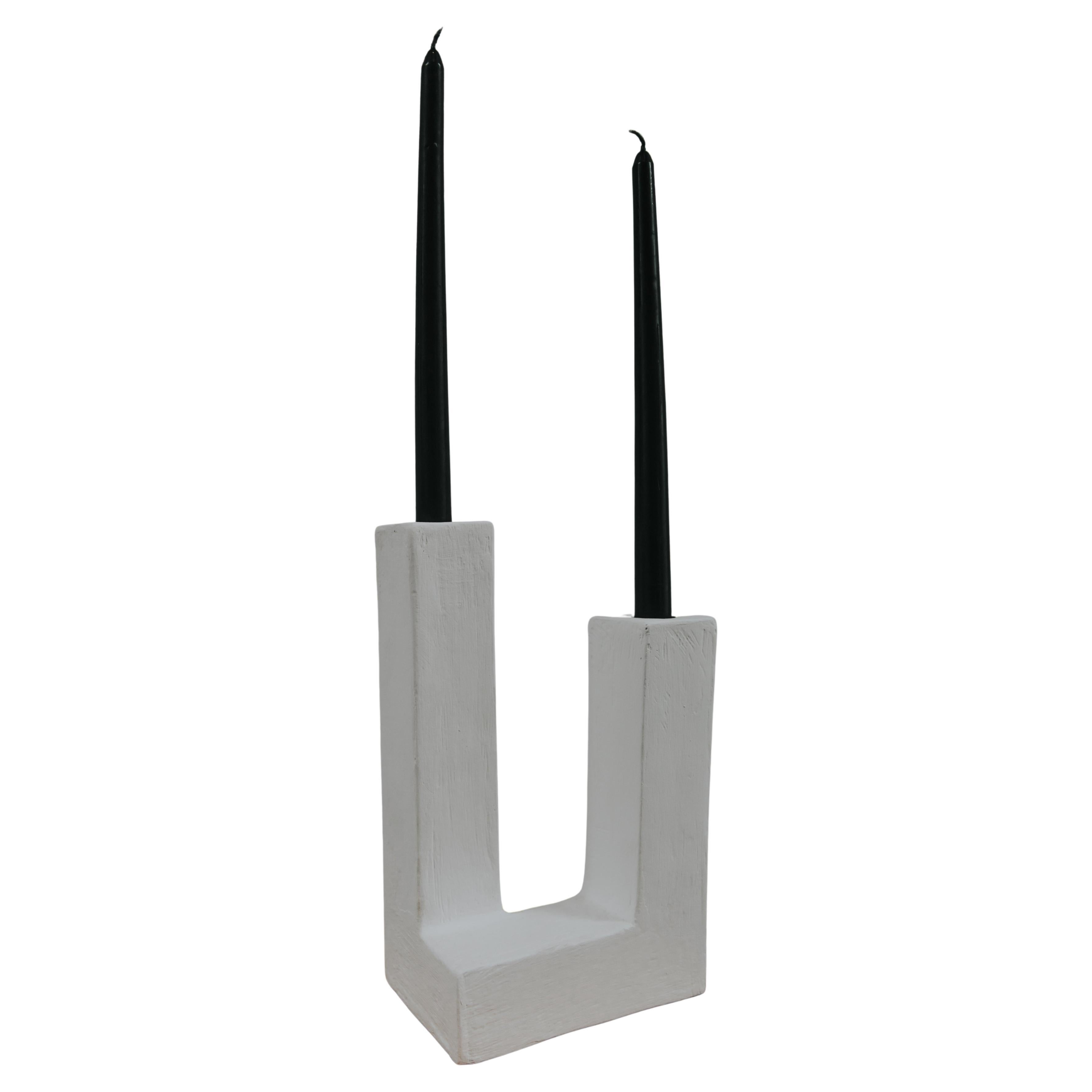 Y Candle Holder in Gypsum & Fiberglass by Brent Warr Studios For Sale