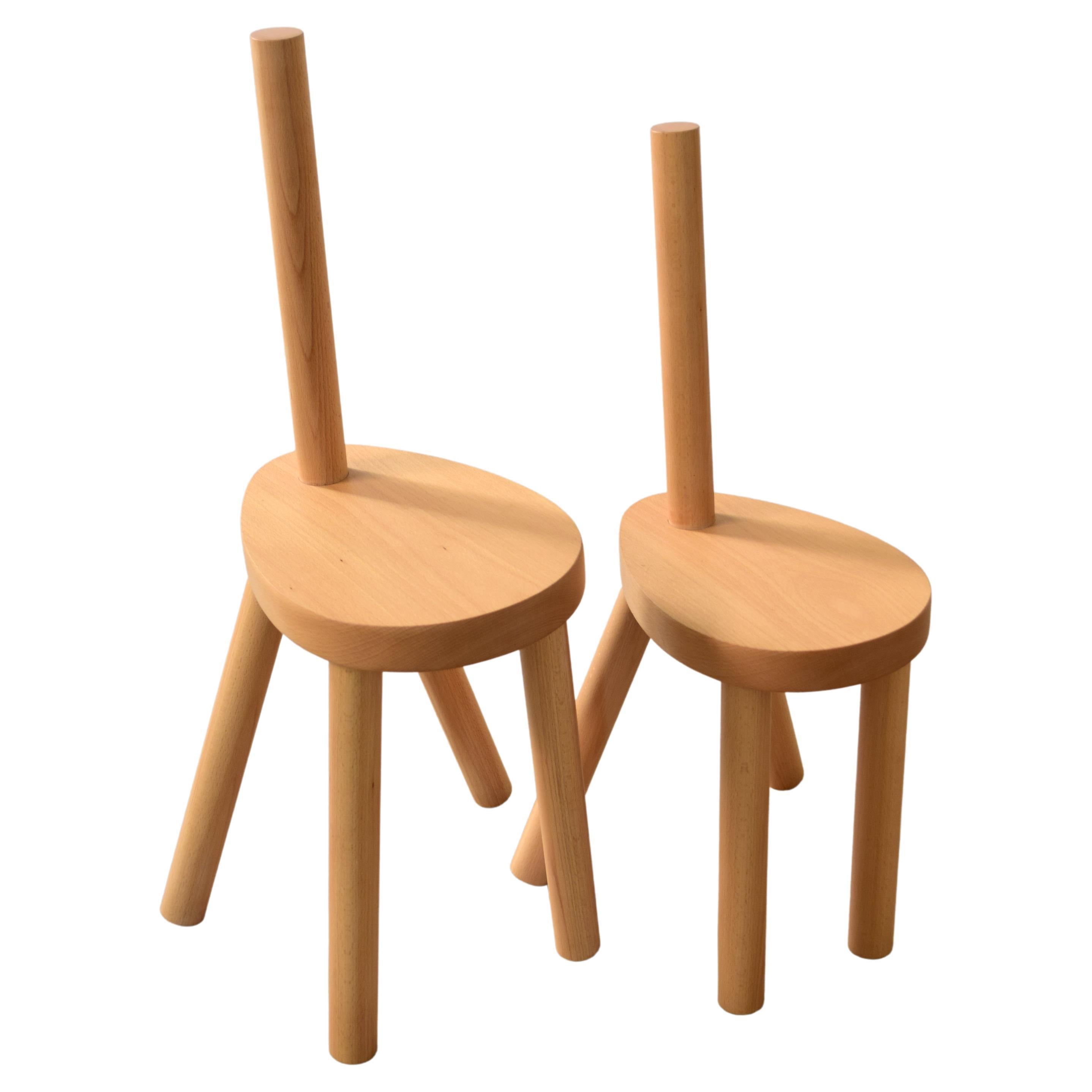 Stuhl ""Y"" 41cm aus massivem Buchenholz und Metallverbindungen