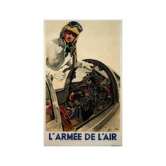 Circa 1950 original poster by Y. Delfo promotes the French Air Force