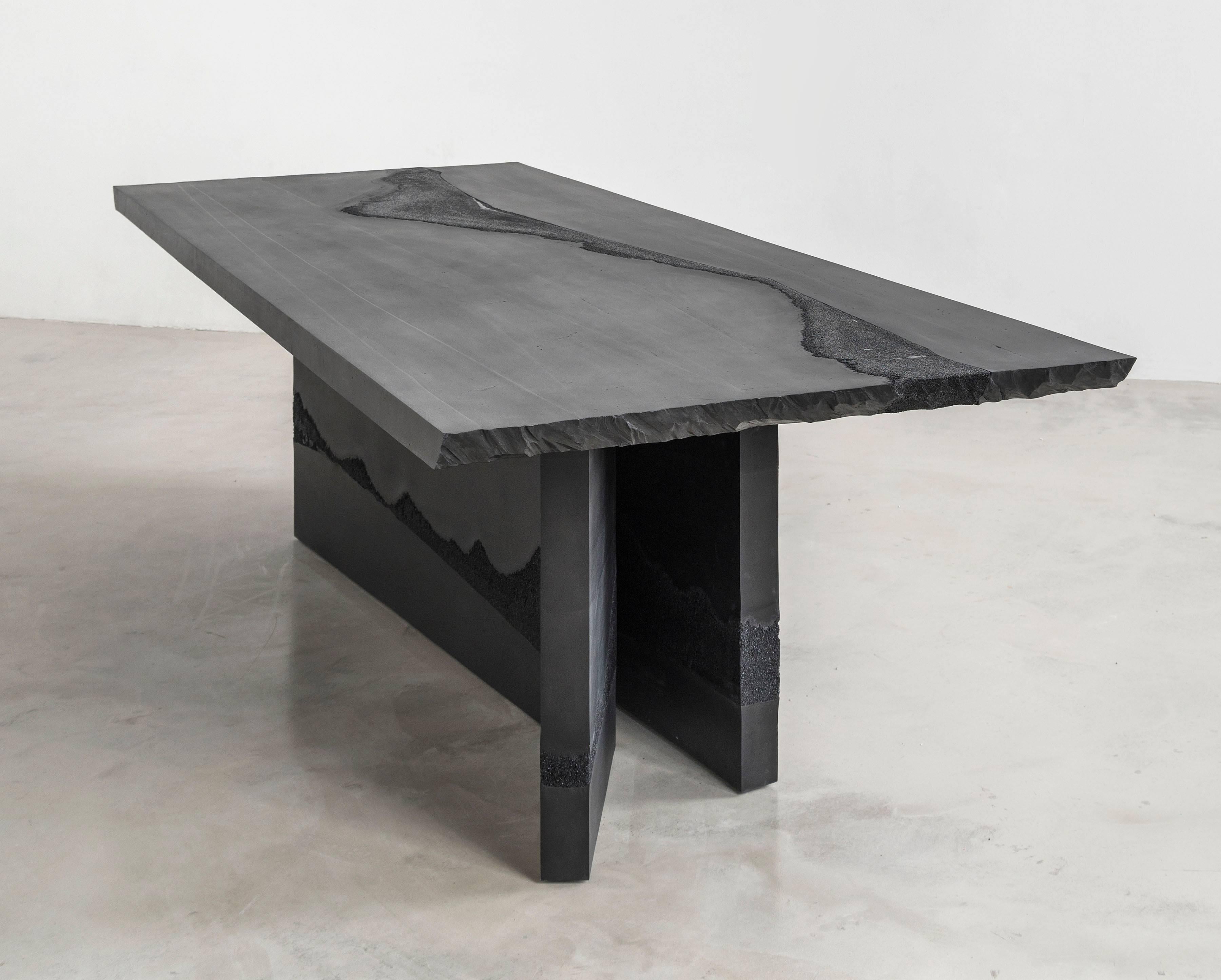 black cement dining table