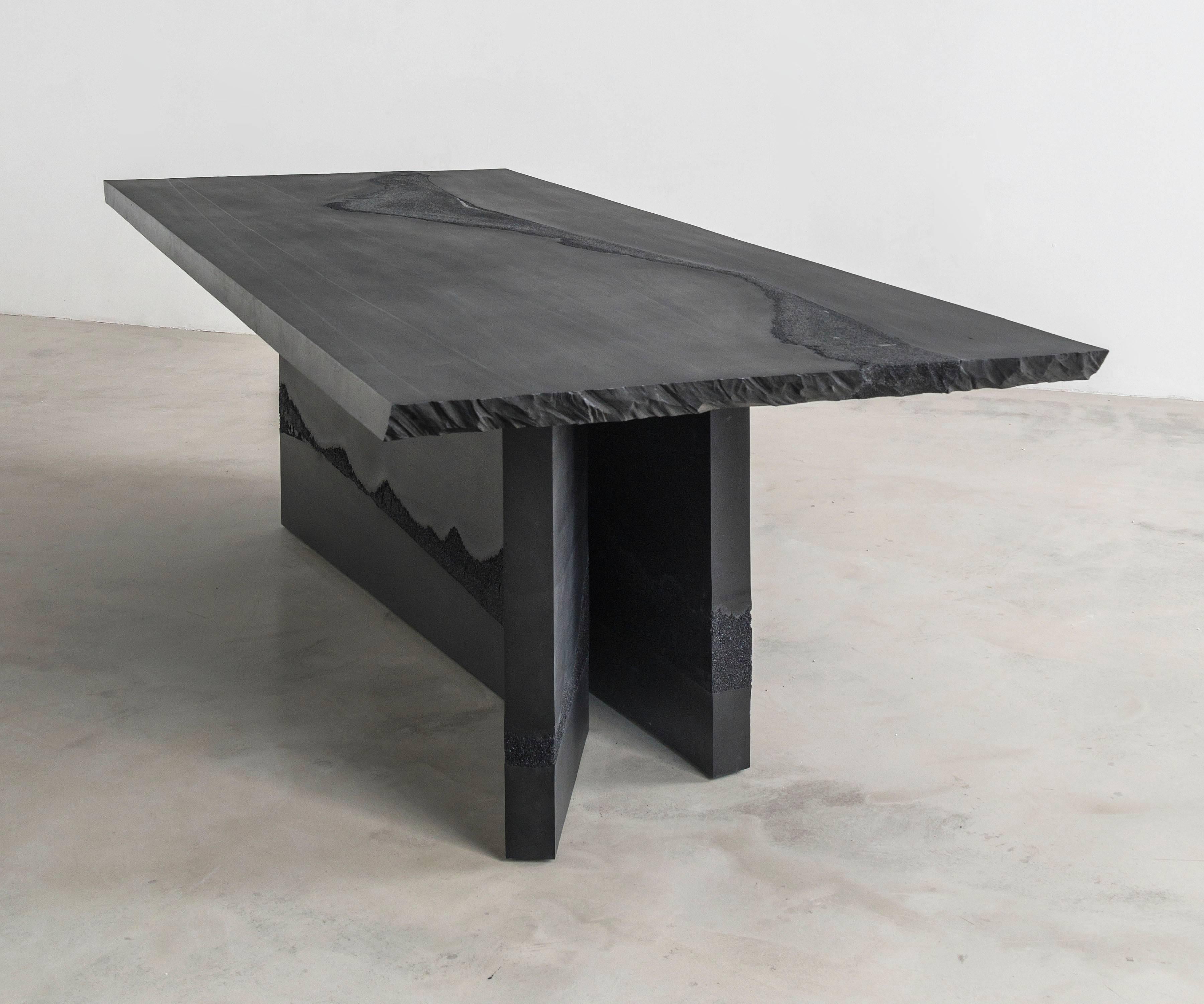Cast Y Dining Table, Black Cement and Black Silica by Fernando Mastrangelo For Sale