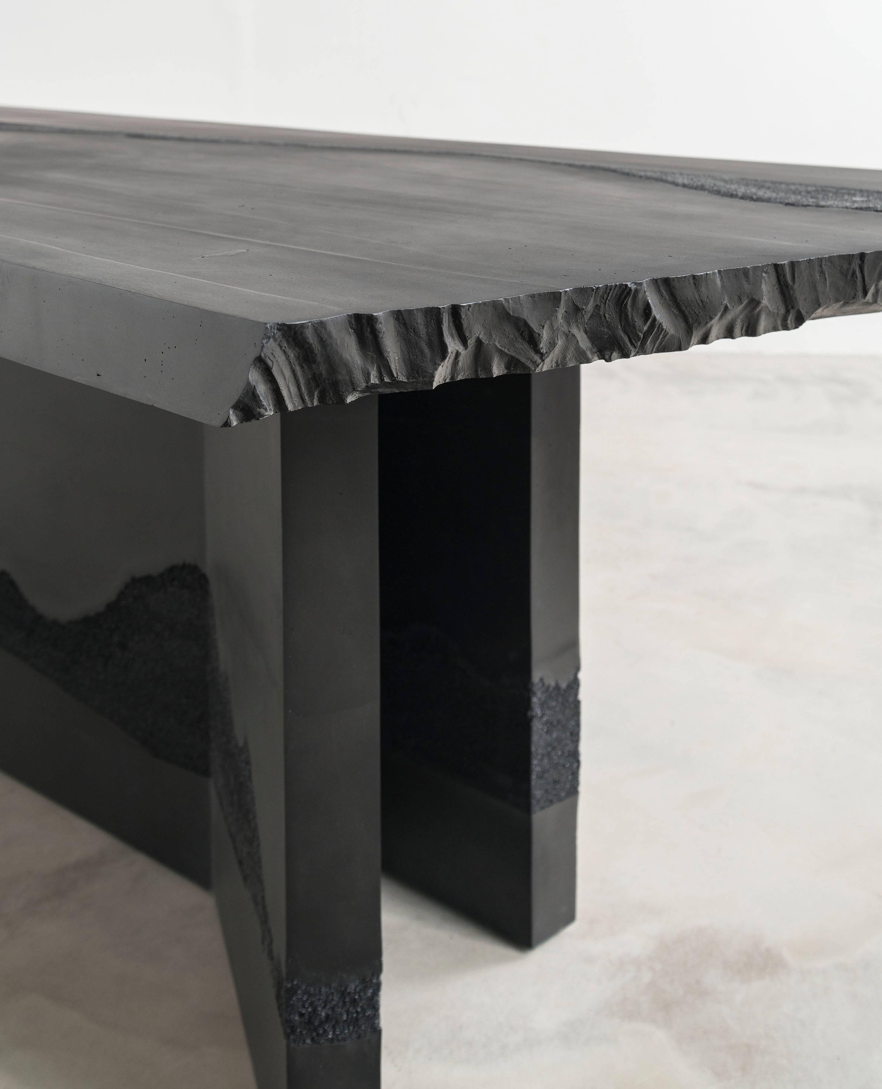 Contemporary Y Dining Table, Black Cement and Black Silica by Fernando Mastrangelo For Sale