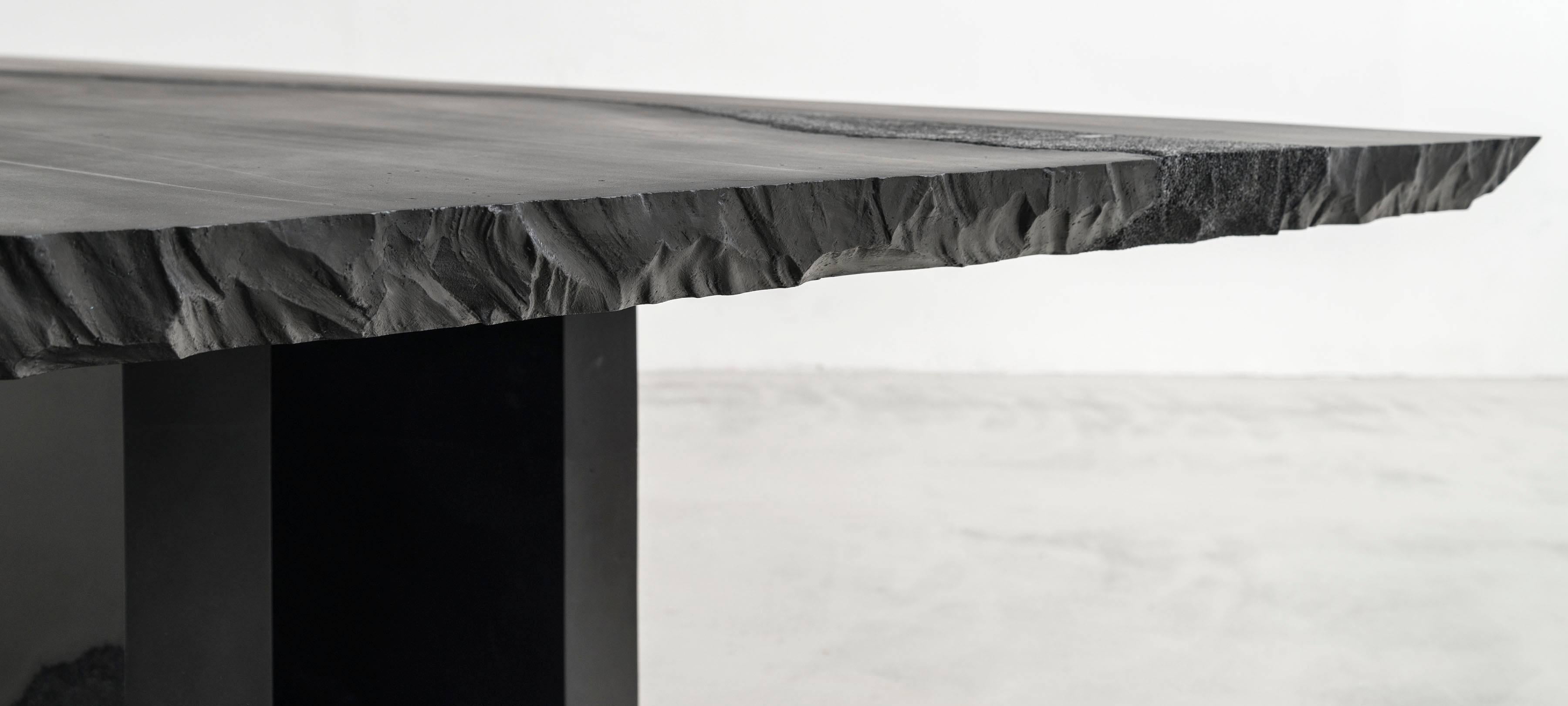 Y Dining Table, Black Cement and Black Silica by Fernando Mastrangelo For Sale 1