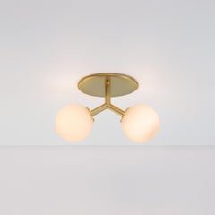 Y Flush Mount by Research.Lighting, Brass, 3in Glass Globes, Made to Order