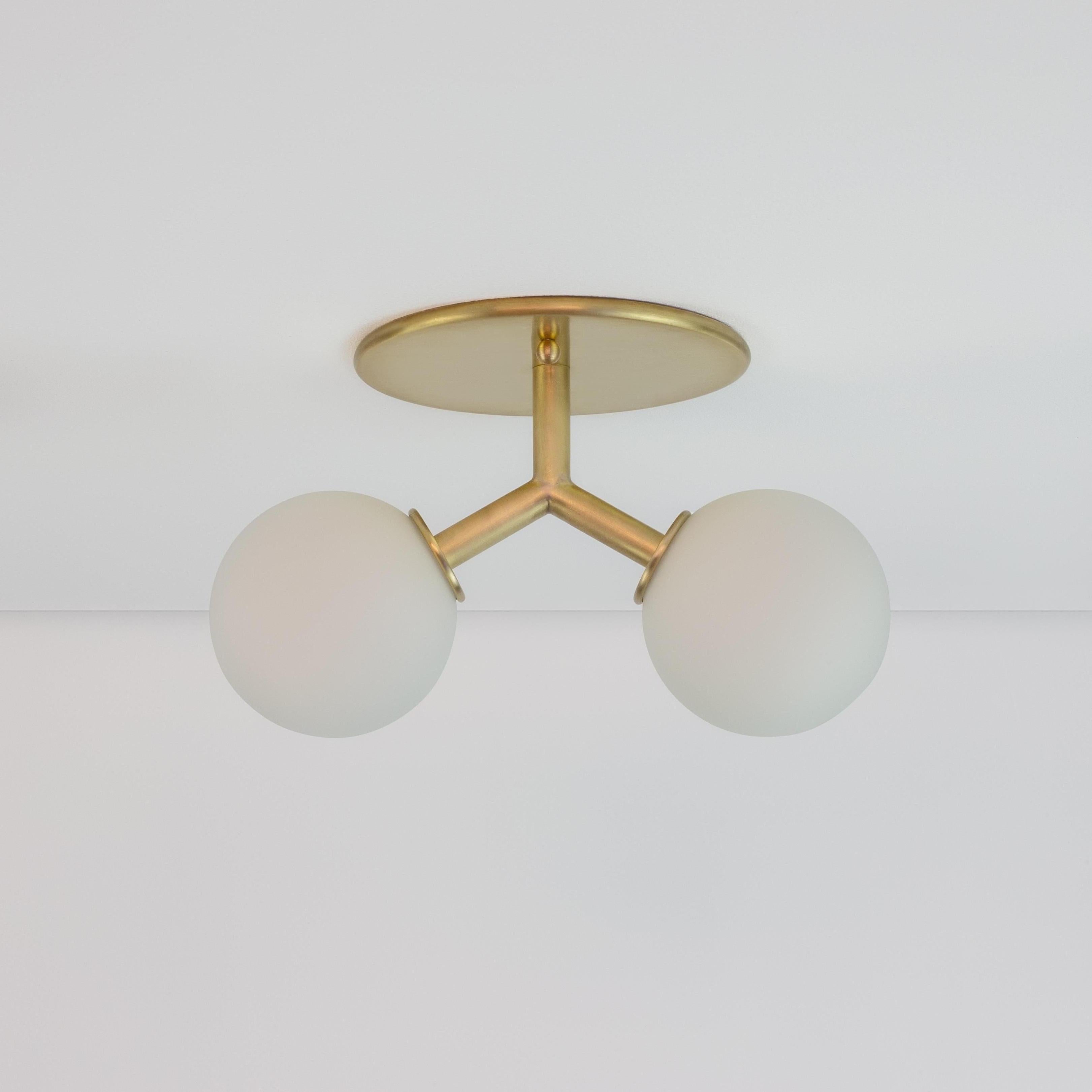 Brushed Y Flush Mount by Research Lighting, Brass, Made to Order For Sale