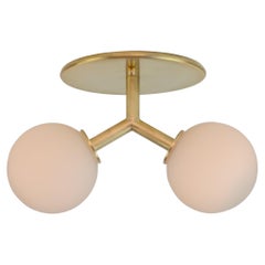 Y Flush Mount by Research.Lighting, Brass, 3in Glass Globes, Made to Order