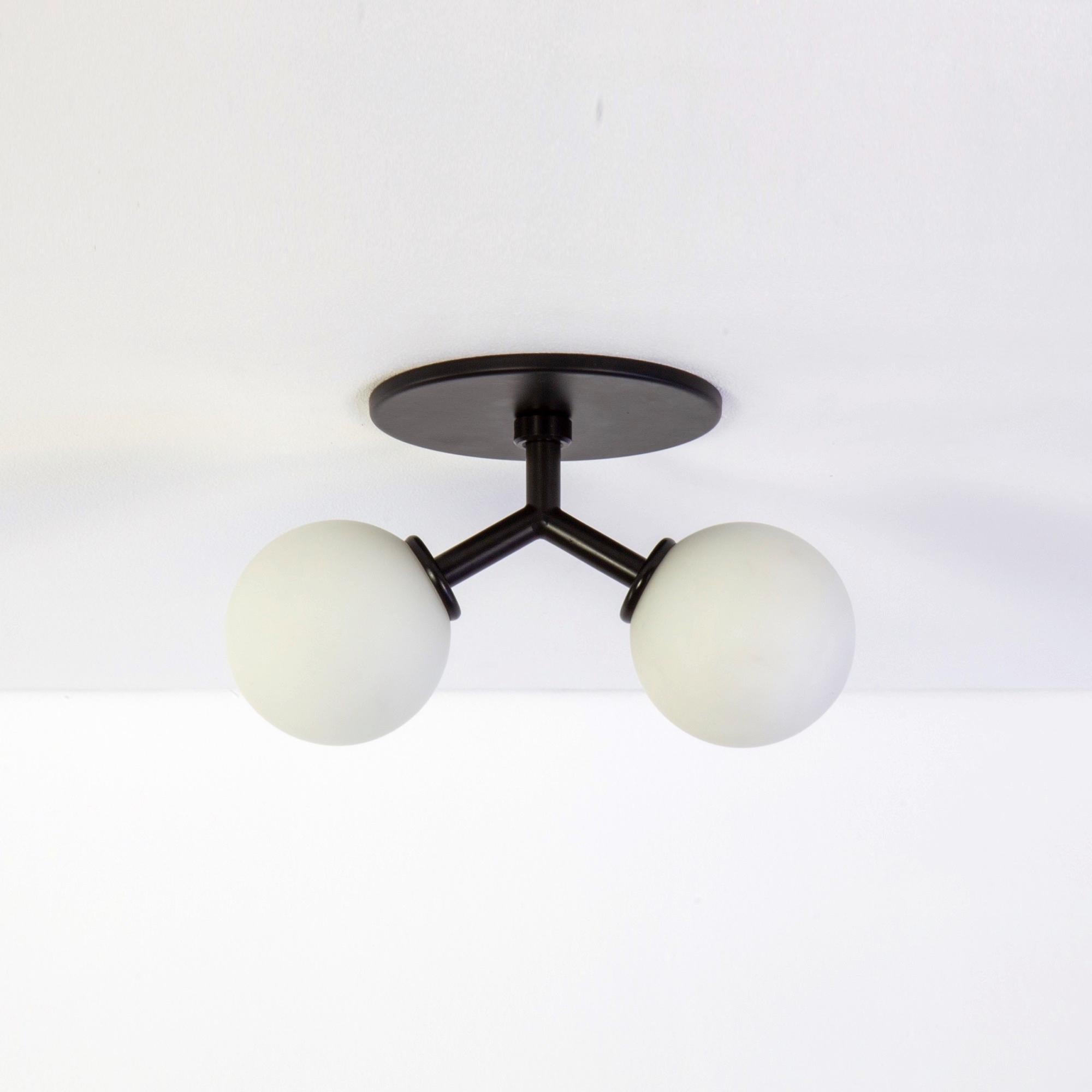 American Y Flush Mount by Research.Lighting, Black, In Stock For Sale