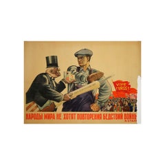 1949 Original Soviet Propaganda Poster by Y. Ganf “People Against War”