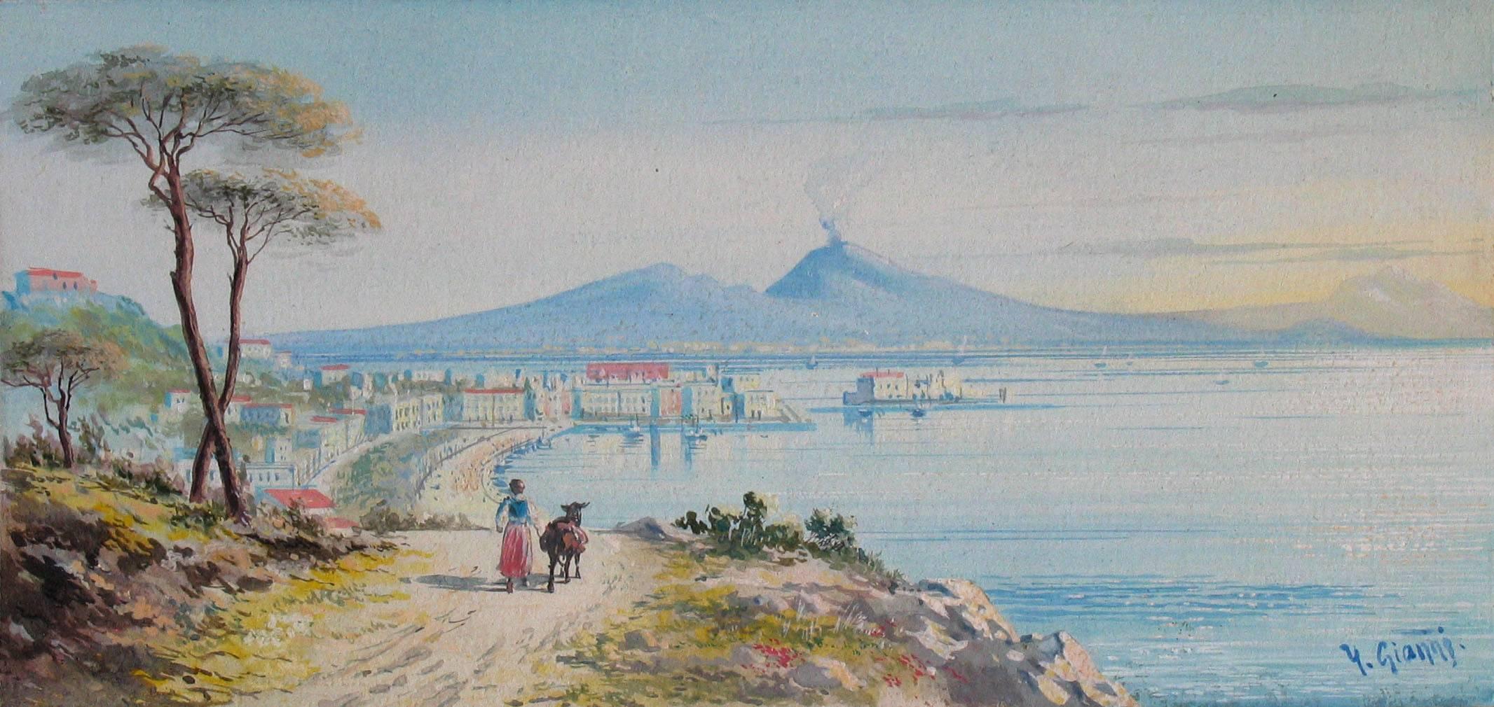 Painted Y. Gianni, Italian the Gulf of Naples, 19th Century  For Sale