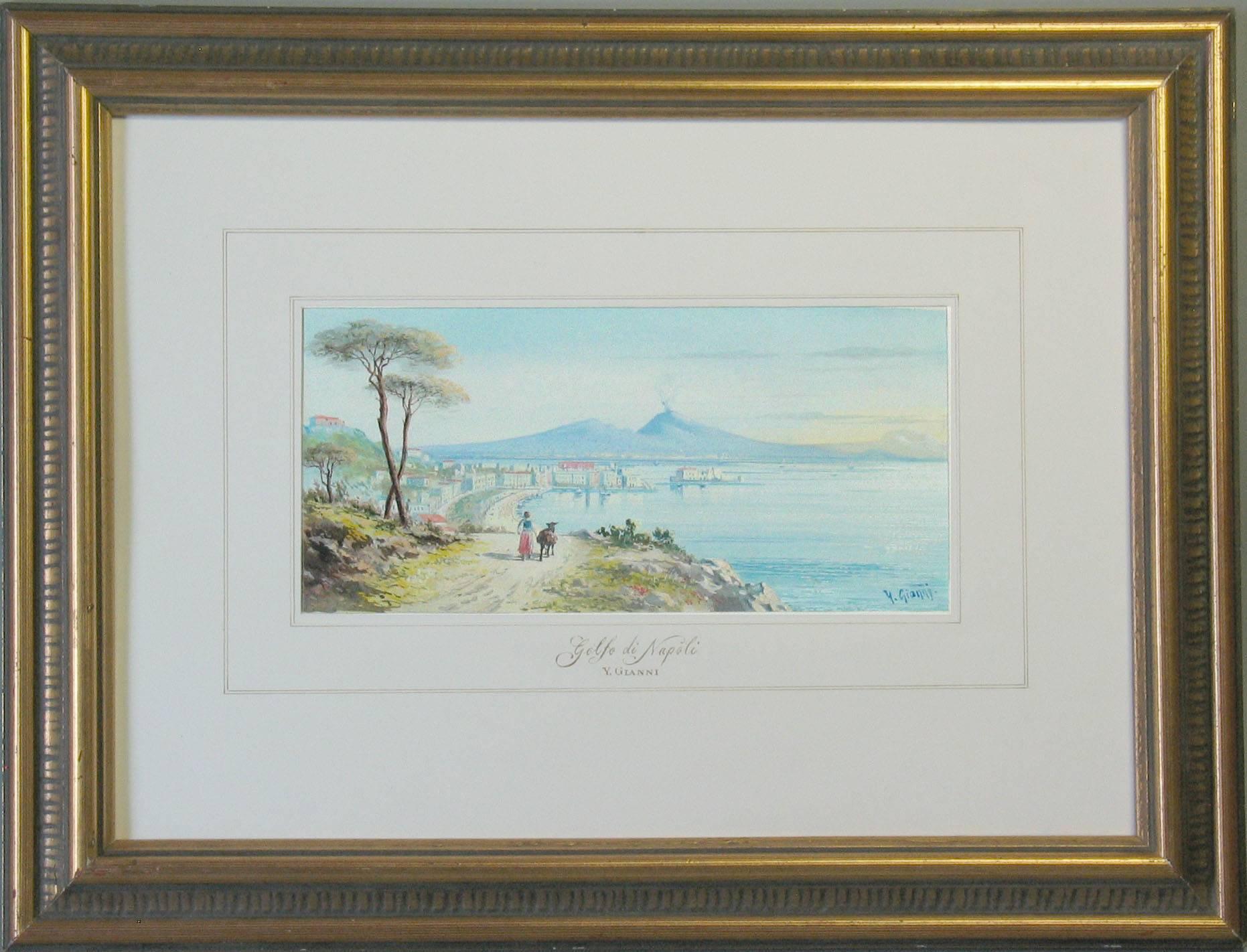 Paper Y. Gianni, Italian the Gulf of Naples, 19th Century  For Sale